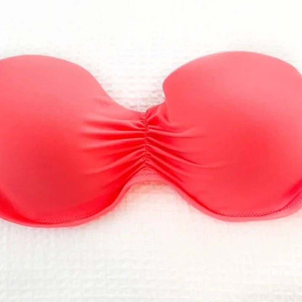 Victoria’s Secret Strapless Bikini Top Swimsuit Bandeau Coral Pink